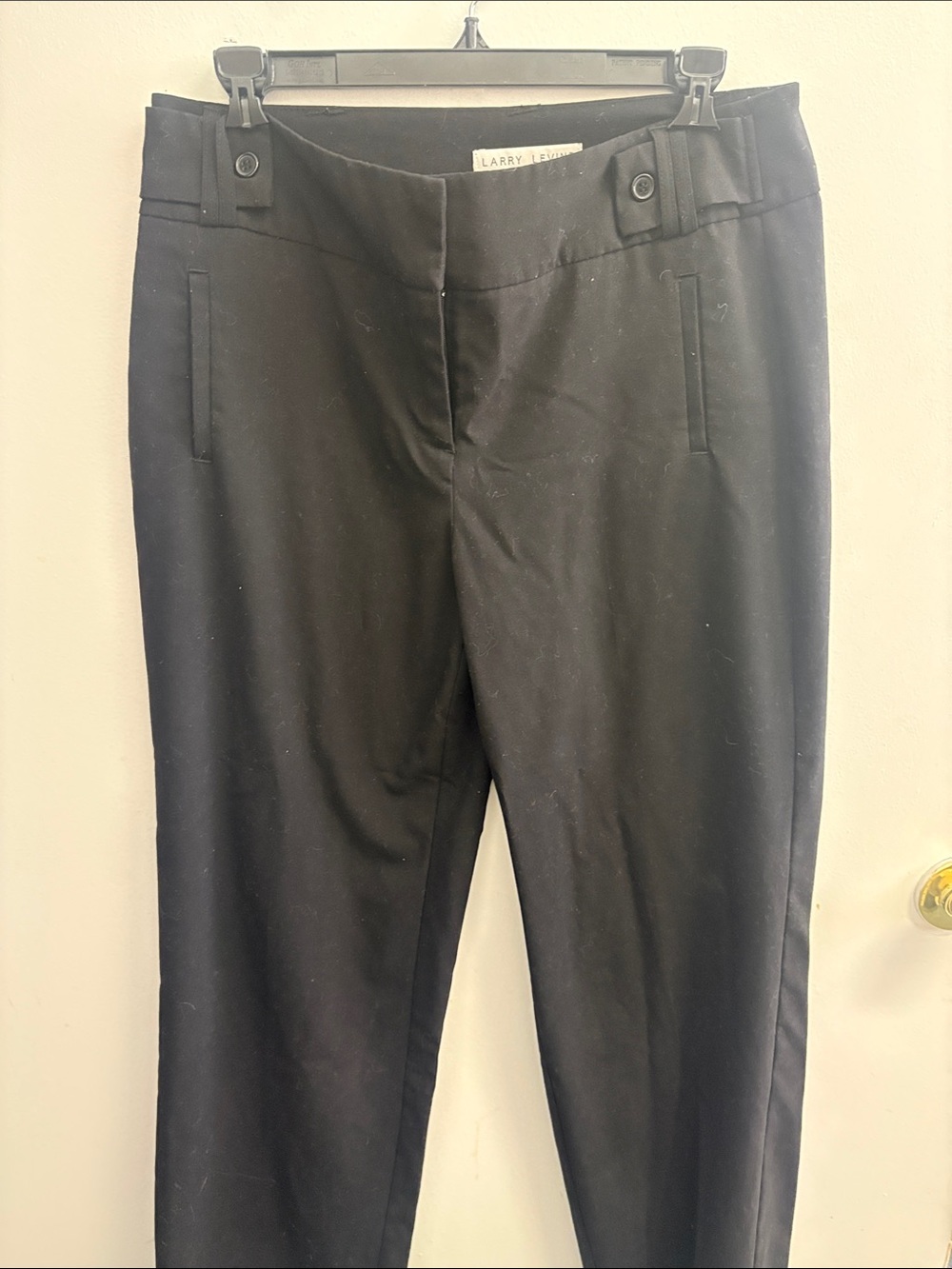 Larry Levine Black Men's Dress Pants - Tailored Front